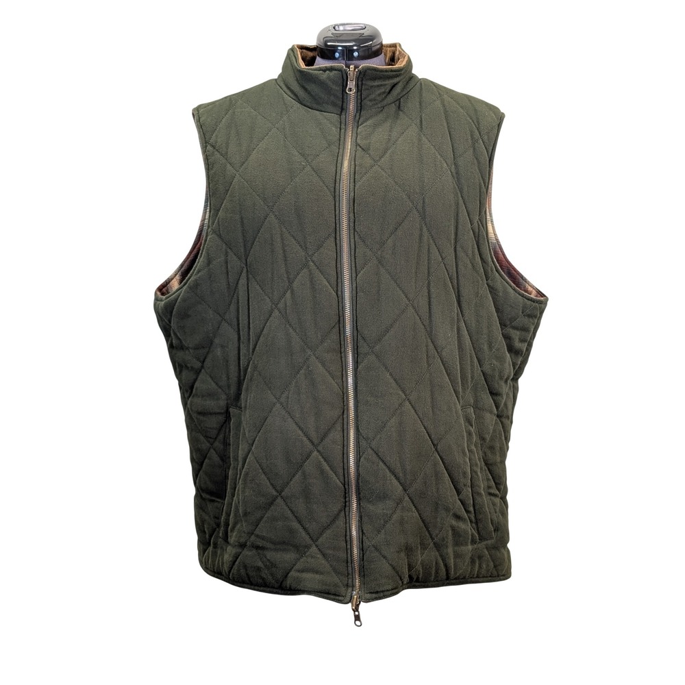 Orton Brothers Mens 2XL Reversible Quilted Flannel Vest Loden Rust Plaid